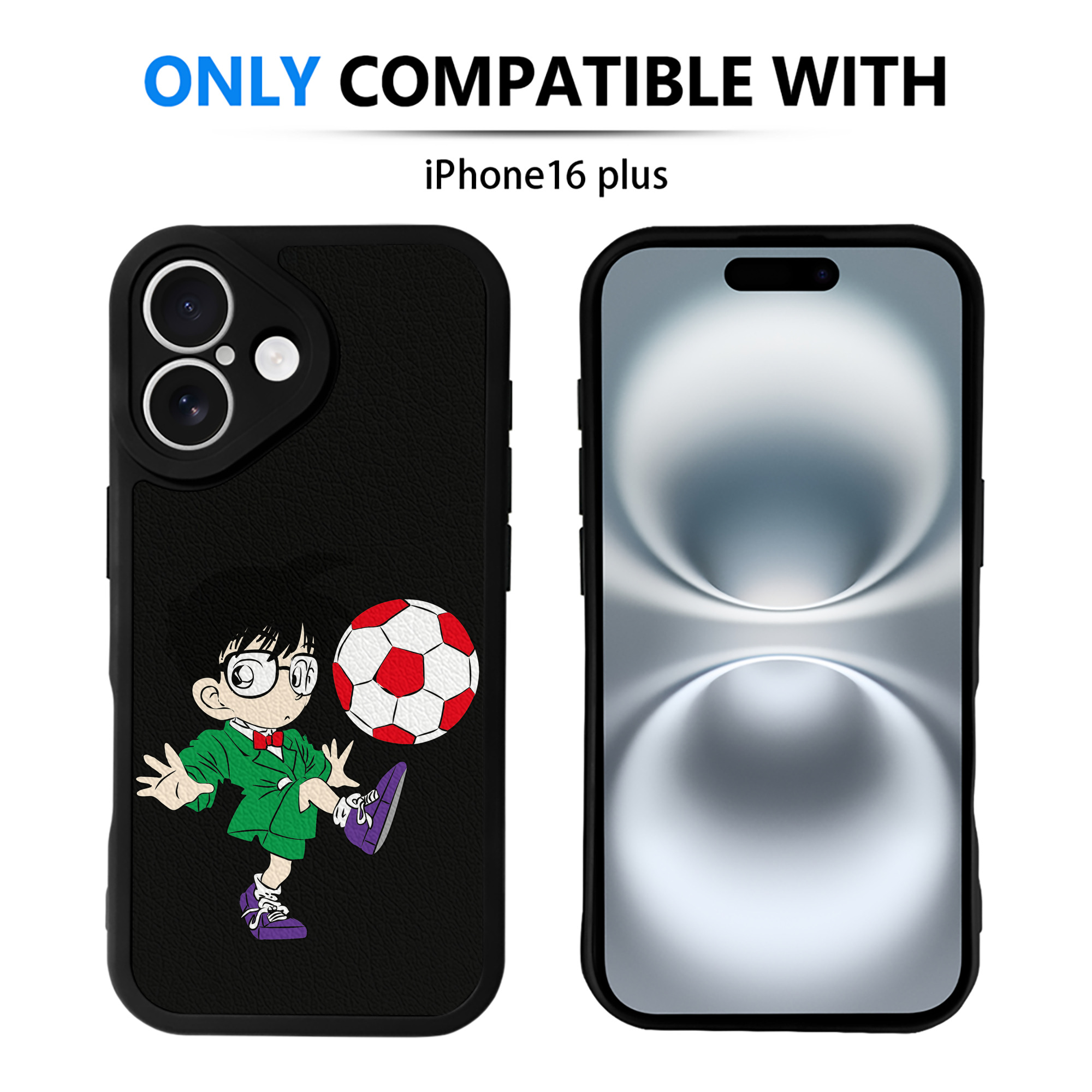 （画像用） 名探偵コナン 江戸川 コナン Detective Conan Conan Edogawa 【iPhone 16シリーズ対応】シリコンスマホケース（レザー調） 材質：シリコン